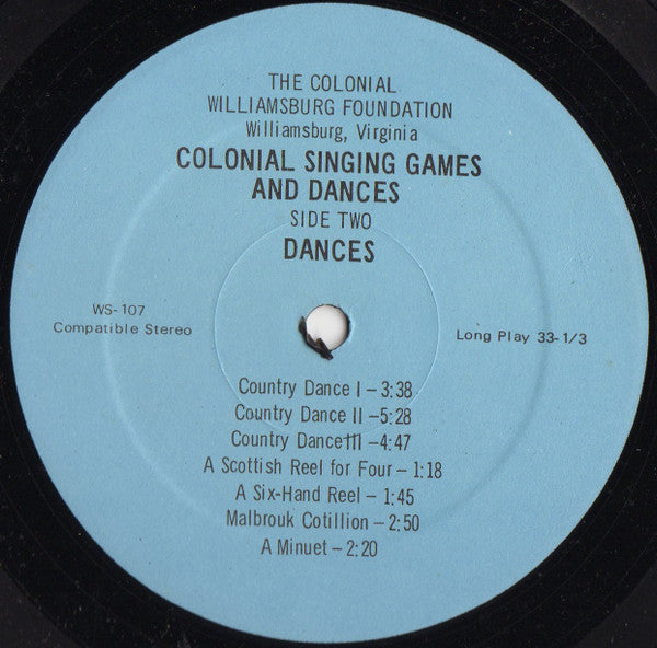 Various - Colonial Singing Games And Dances