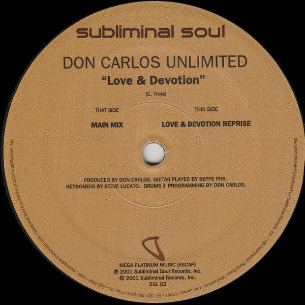 12" Single: Don Carlos Unlimited - Love & Devotion