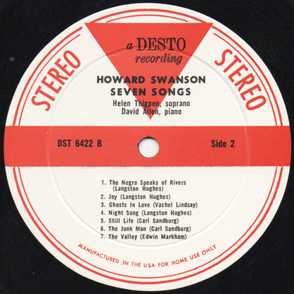Ben Weber, Roger Goeb, Howard Swanson - Canticle Of Canticles - Prairie Songs For Woodwind Quintet - Seven Songs
