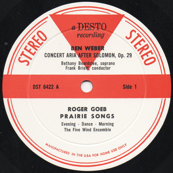 Ben Weber, Roger Goeb, Howard Swanson - Canticle Of Canticles - Prairie Songs For Woodwind Quintet - Seven Songs
