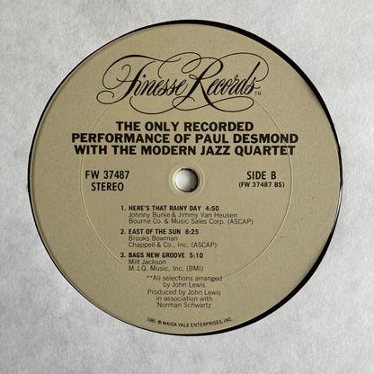 Paul Desmond, The Modern Jazz Quartet - The Only Recorded Performance Of Paul Desmond With The Modern Jazz Quartet