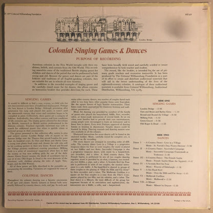 Various - Colonial Singing Games And Dances