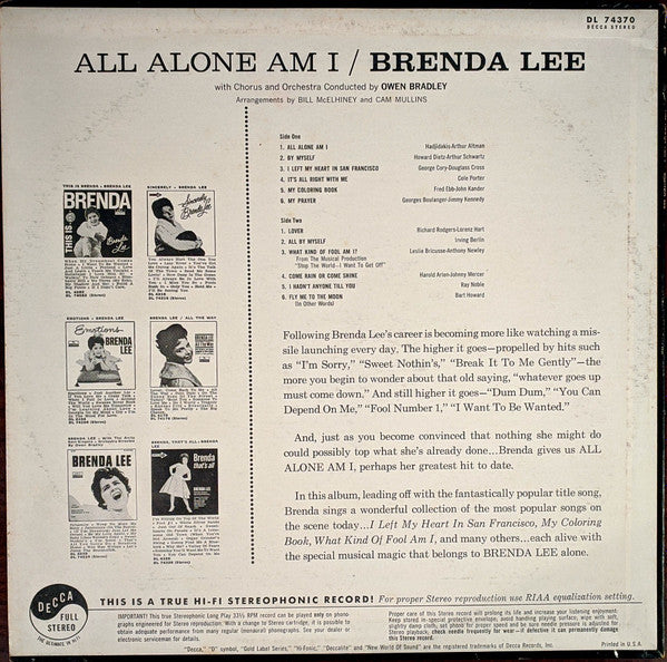 Brenda Lee - All Alone Am I