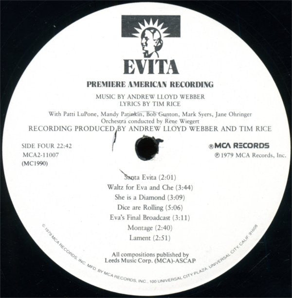 Andrew Lloyd Webber, Tim Rice - Evita: Premiere American Recording