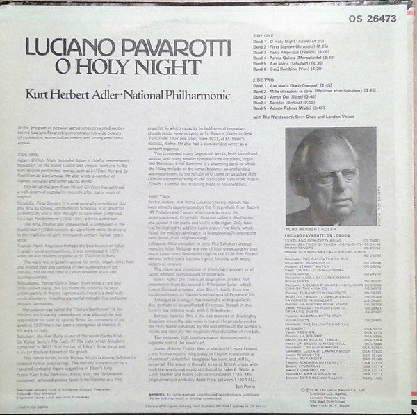 Luciano Pavarotti, National Philharmonic Orchestra, Kurt Herbert Adler - O Holy Night