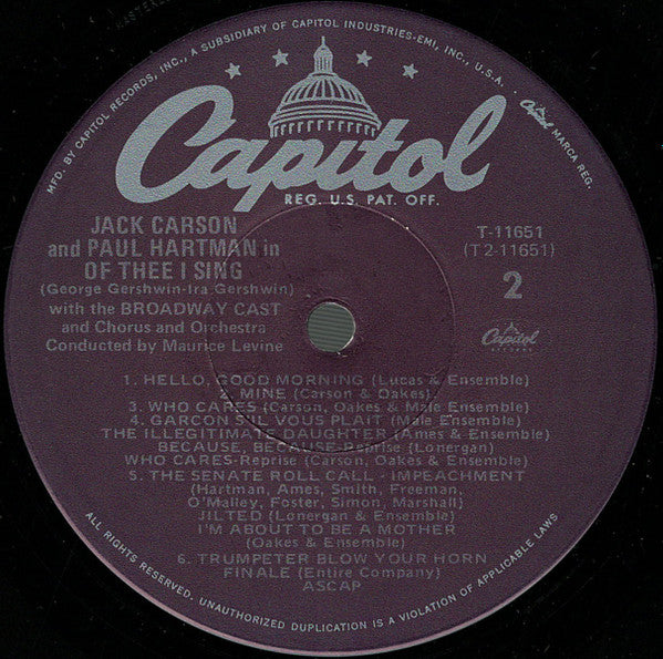Jack Carson, Paul Hartman, George Gershwin, Ira Gershwin - Of Thee I Sing