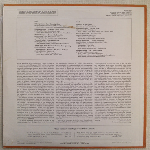 Deller Consort - English, French and Italian Madrigals and Songs