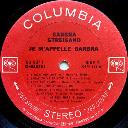Je M'Appelle Barbra - secondary