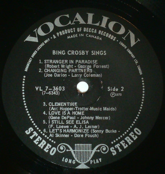 Bing Crosby Sings - secondary