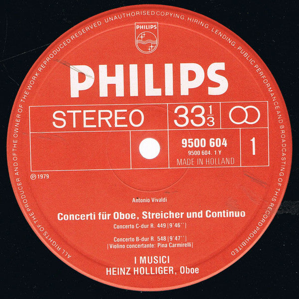 Antonio Vivaldi, I Musici, Heinz Holliger - 5 Concerti Per Oboe (R. 448, 449, 456, 543, 548)