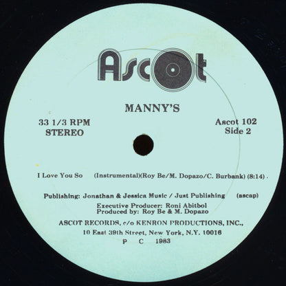 12" Single: Manny's - I Love You So