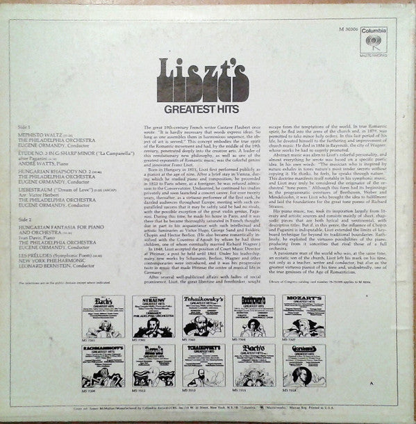 Franz Liszt, Leonard Bernstein, André Watts, Eugene Ormandy, Ivan Davis - Liszt's Greatest Hits