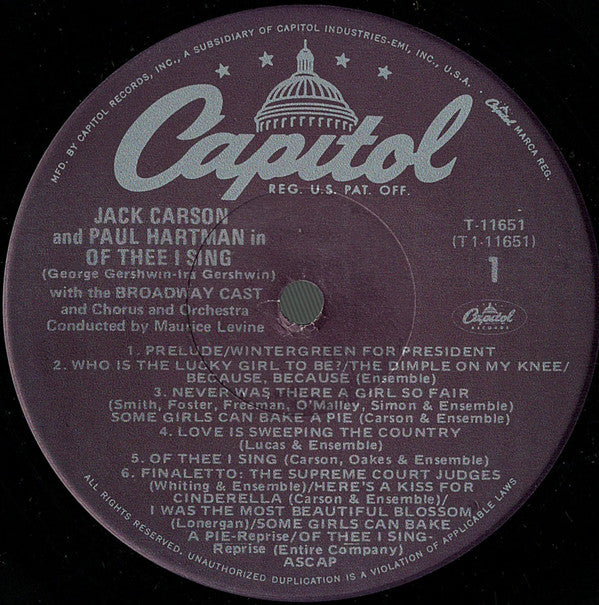 Jack Carson, Paul Hartman, George Gershwin, Ira Gershwin - Of Thee I Sing