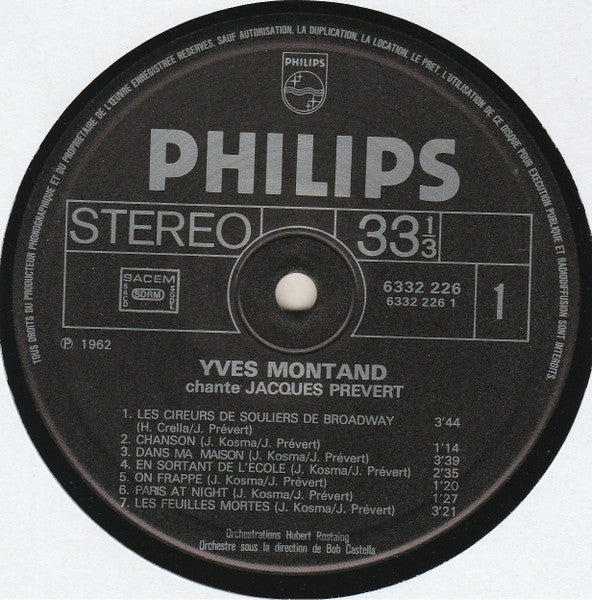 Yves Montand - Montand Chante Prévert