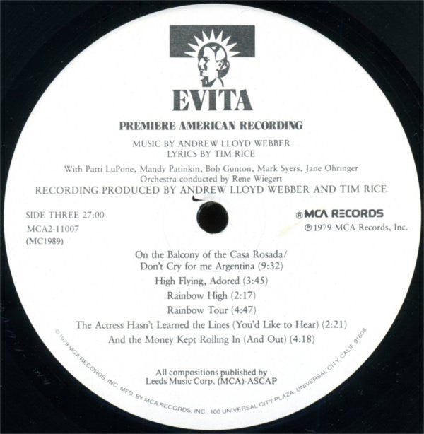 Andrew Lloyd Webber, Tim Rice - Evita: Premiere American Recording