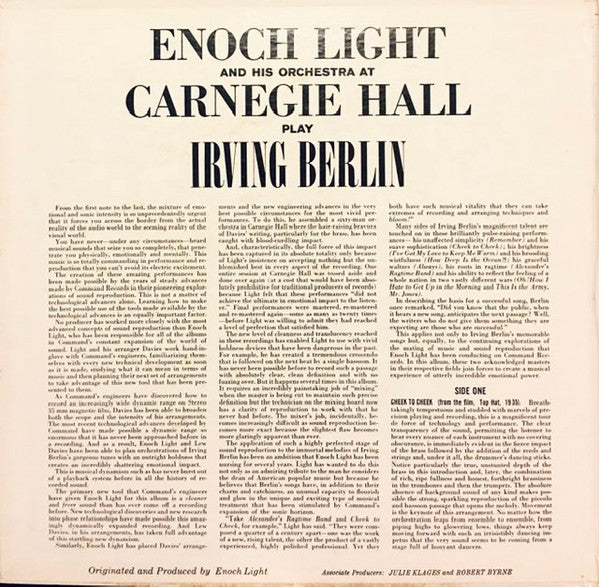 Enoch Light And His Orchestra - Enoch Light And His Orchestra At Carnegie Hall Play Irving Berlin