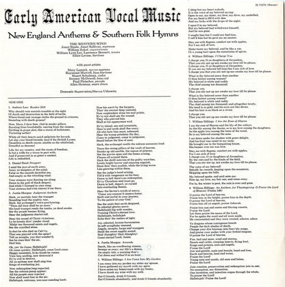 The Western Wind - Early American Vocal Music: New England Anthems & Southern Folk Hymns