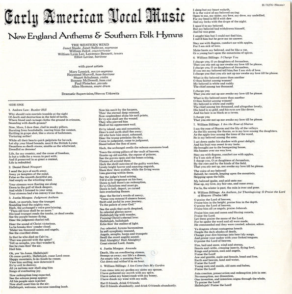 Early American Vocal Music: New England Anthems & Southern Folk Hymns - secondary