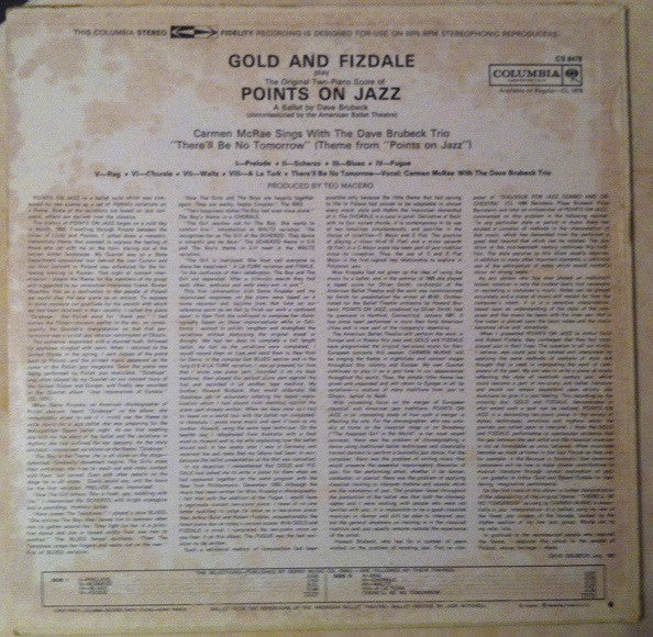 Gold And Fizdale, Dave Brubeck, The Dave Brubeck Trio, Carmen McRae - Play Dave Brubeck's Points On Jazz