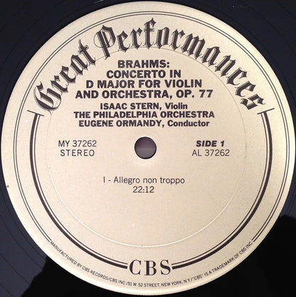 Johannes Brahms, Isaac Stern, Eugene Ormandy, The Philadelphia Orchestra - Violin Concerto