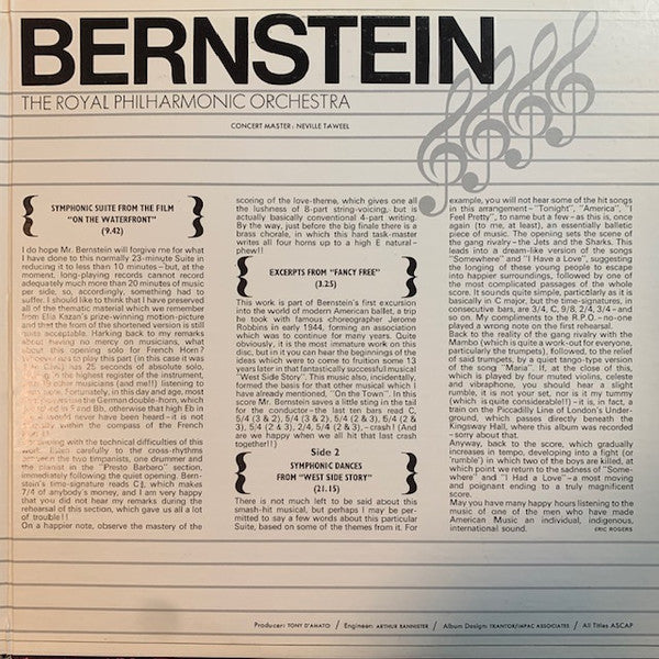 Eric Rogers, Royal Philharmonic Orchestra - The Music Of Leonard Bernstein
