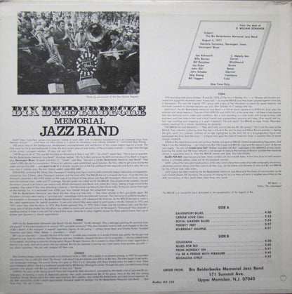 The Bix Beiderbecke Memorial Jazz Band - secondary