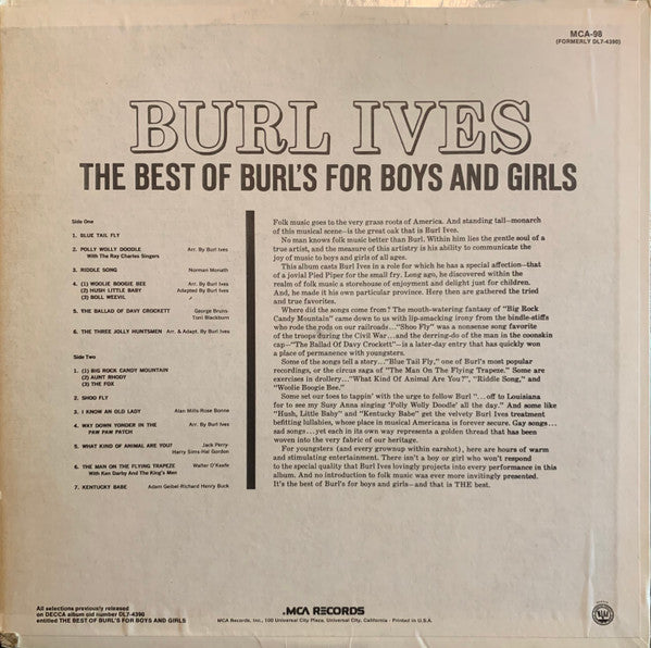 Burl Ives - The Best of Burl's for Boys and Girls