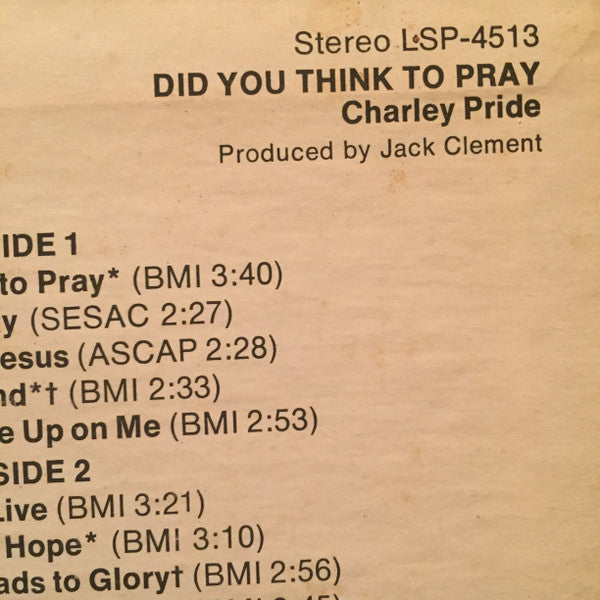 Charley Pride - Did You Think To Pray