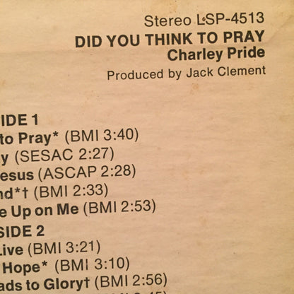 Charley Pride - Did You Think To Pray