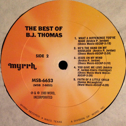 The Best Of B.J. Thomas - secondary