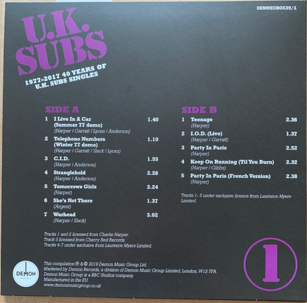1977 - 2017 40 Years Of U.K. Subs Singles - secondary