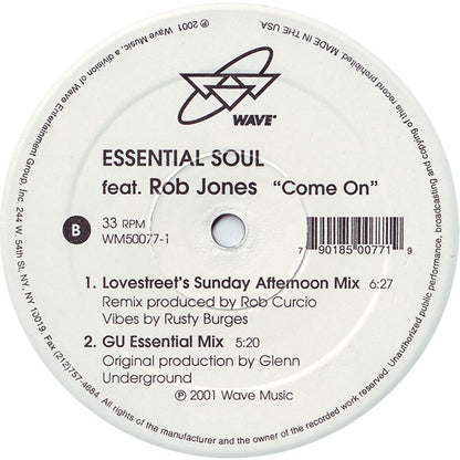 12" Single: Essential Soul, Rob Jones - Come On