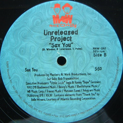 12" Single: Unreleased Project - Wonderful Person / Sax You