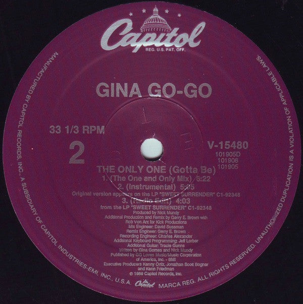 SEALED: 12": Gina Go-Go - The Only One (Gotta Be)