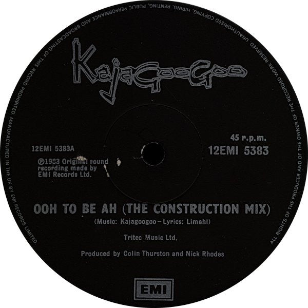 12" Single: Kajagoogoo - Ooh To Be Ah (The Construction Mix)