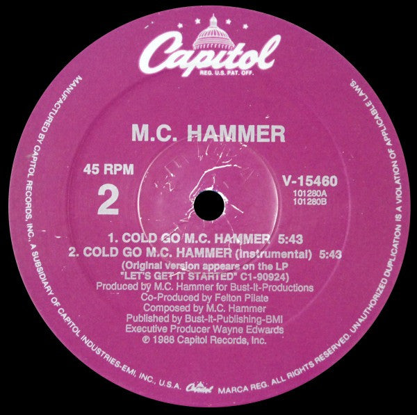 12" Single: MC Hammer - (Hammer Hammer) They Put Me In The Mix / Cold Go M.C. Hammer