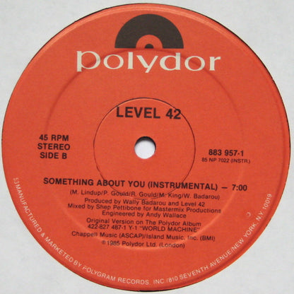 12" Single: Level 42 - Something About You Remix
