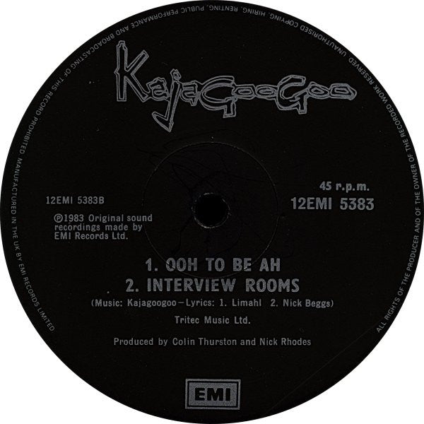 12" Single: Kajagoogoo - Ooh To Be Ah (The Construction Mix)