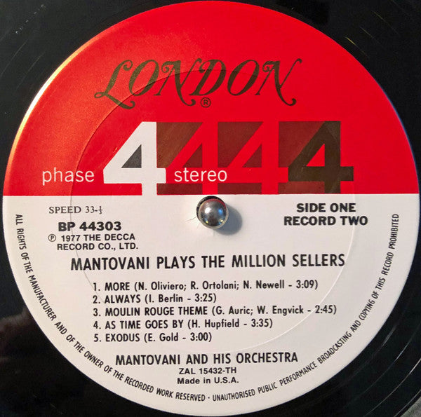 Mantovani And His Orchestra - Mantovani Plays The Million Sellers