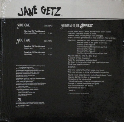 12" Single: Jane Getz - Survival Of The Hippest