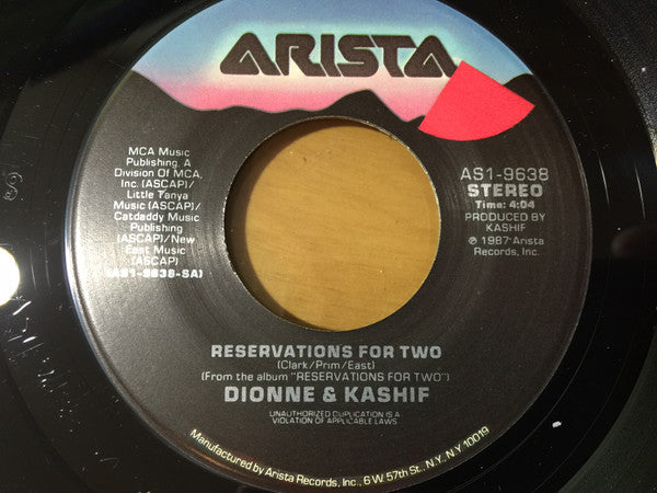 7": Dionne Warwick, Kashif - Reservations For Two