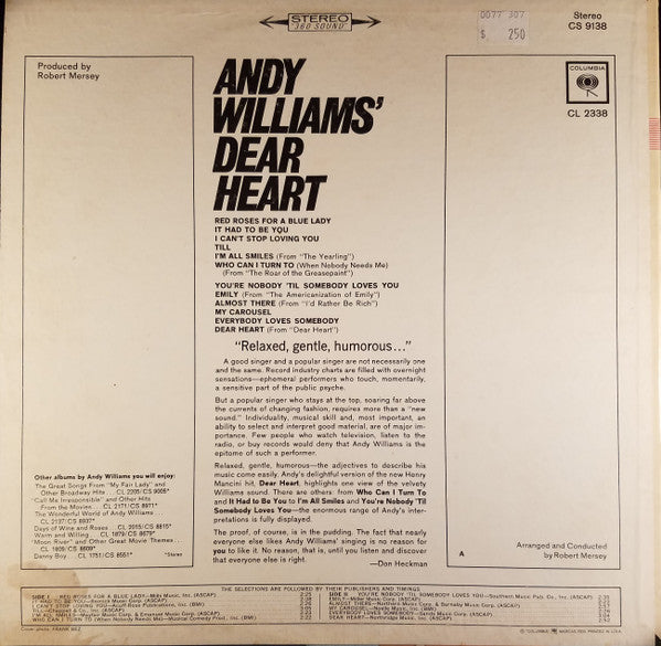 Andy Williams - Andy Williams' Dear Heart