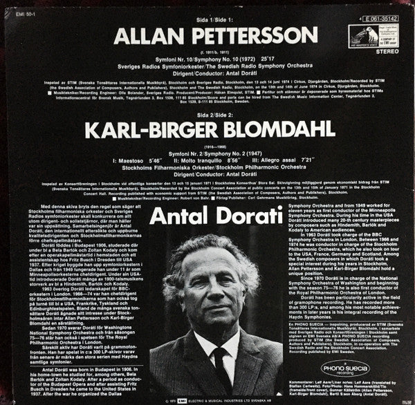 Allan Pettersson, Karl-Birger Blomdahl, Antal Dorati - Symfoni No 10 / Symfoni No 2