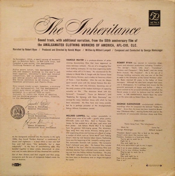 Robert Ryan, George Kleinsinger - The Inheritance: From The Film Sound Track With Additional Narration