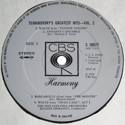 Pyotr Ilyich Tchaikovsky, Leonard Bernstein, The New York Philharmonic Orchestra, Eugene Ormandy, The Philadelphia Orchestra - Tchaikovsky's Greatest Hits Vol. 2