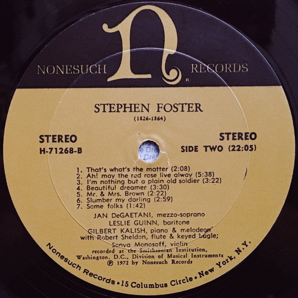 Stephen Foster, Jan Degaetani, Leslie Guinn - Songs By Stephen Foster (1826-1864)