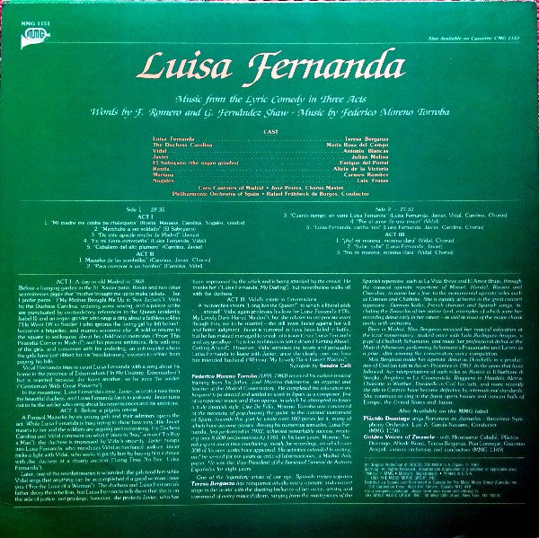 Federico Moreno Torroba, Teresa Berganza, Maria Rosa Del Campo, Julián Molina, Antonio Blancas, Coros Cantores De Madrid, Orquesta Nacional De España, Rafael Frühbeck De Burgos - Luisa Fernanda