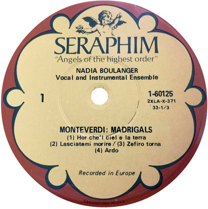 Nadia Boulanger, Claudio Monteverdi - Madrigals
