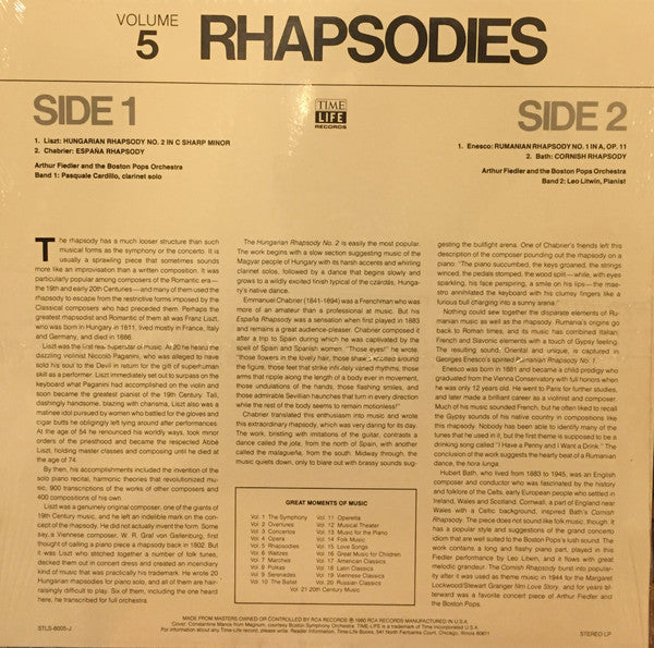 Arthur Fiedler, The Boston Pops Orchestra - Great Moments Of Music Volume 5: Rhapsodies