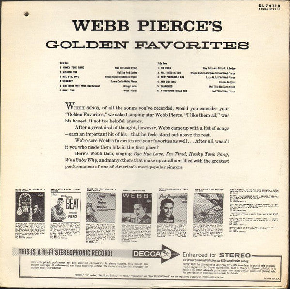 Webb Pierce - Webb Pierce's Golden Favorites